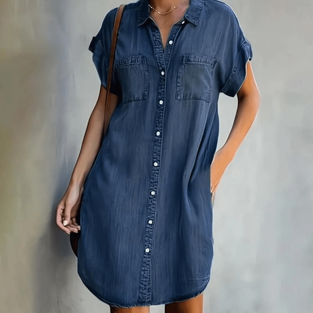 Martina | Kjole i denim med korte ermer