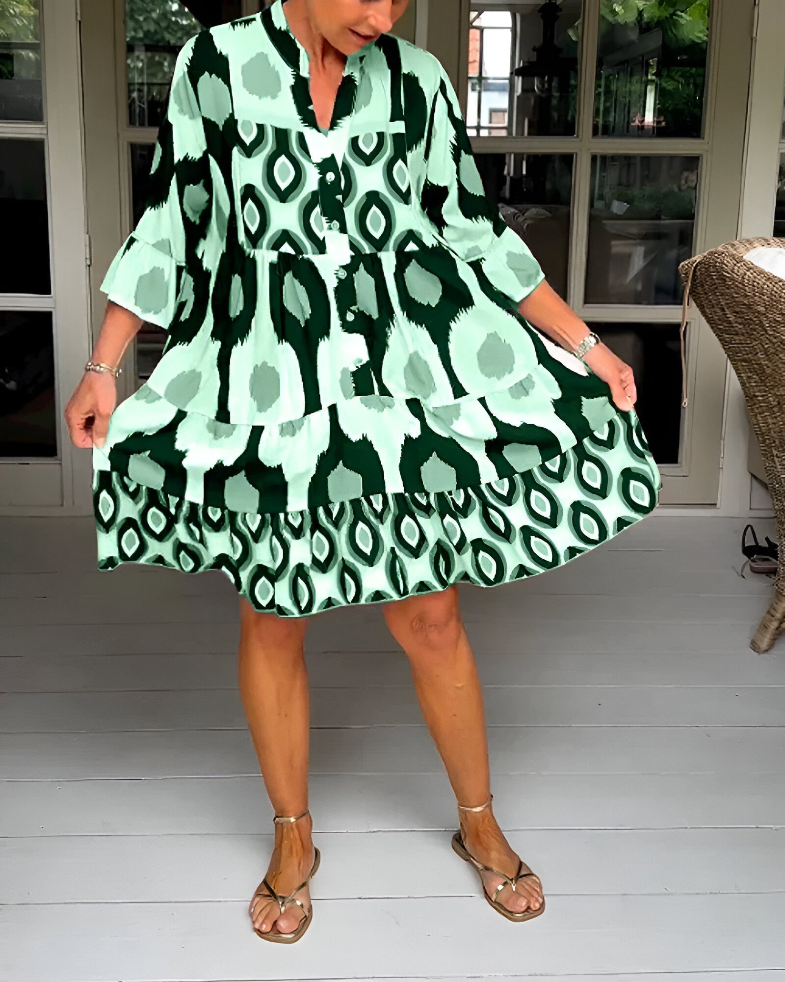 Elise | Midi Kjole med Knapper
