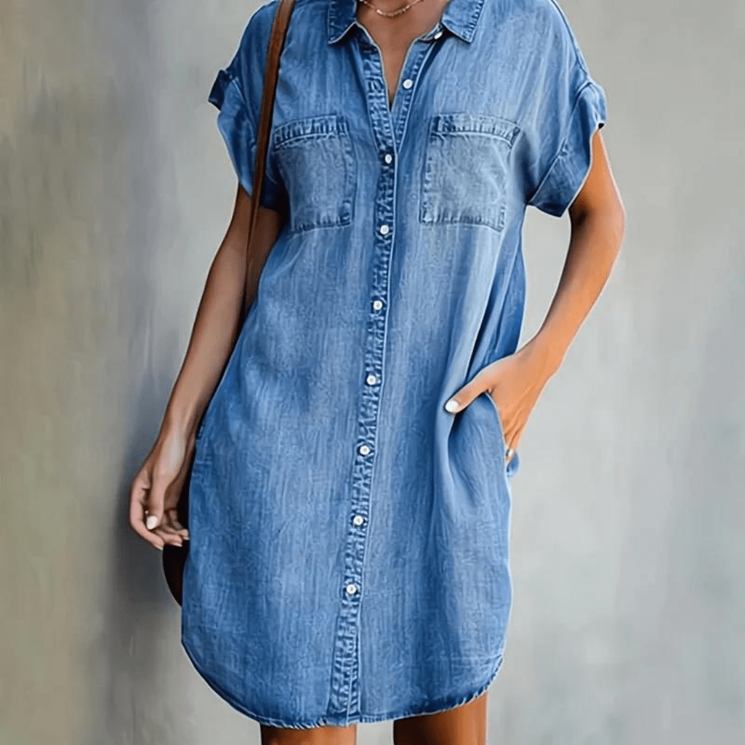 Martina | Kjole i denim med korte ermer