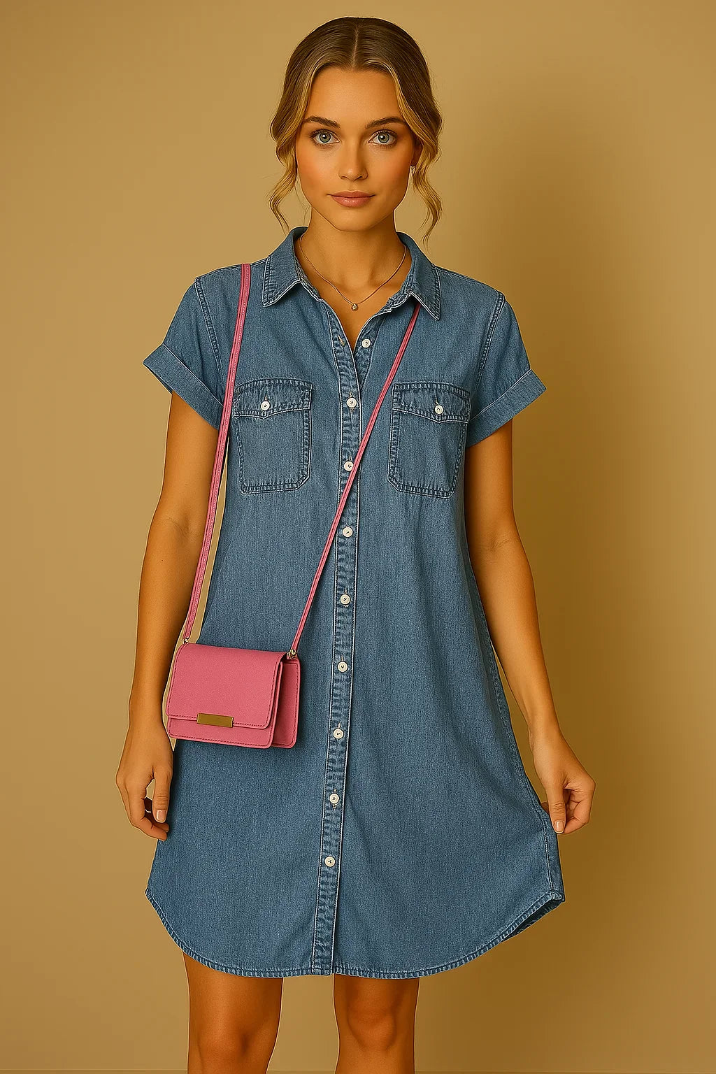 Martina | Kjole i denim med korte ermer